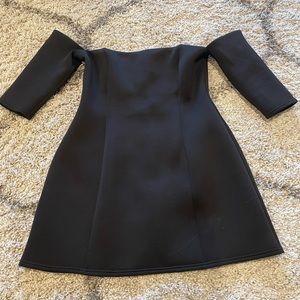 ASOS DESIGN scuba Bardot mini shift off the shoulder dress Black Size 10